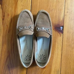 Tan Suede Driving Loafers Isaac Mizrahi